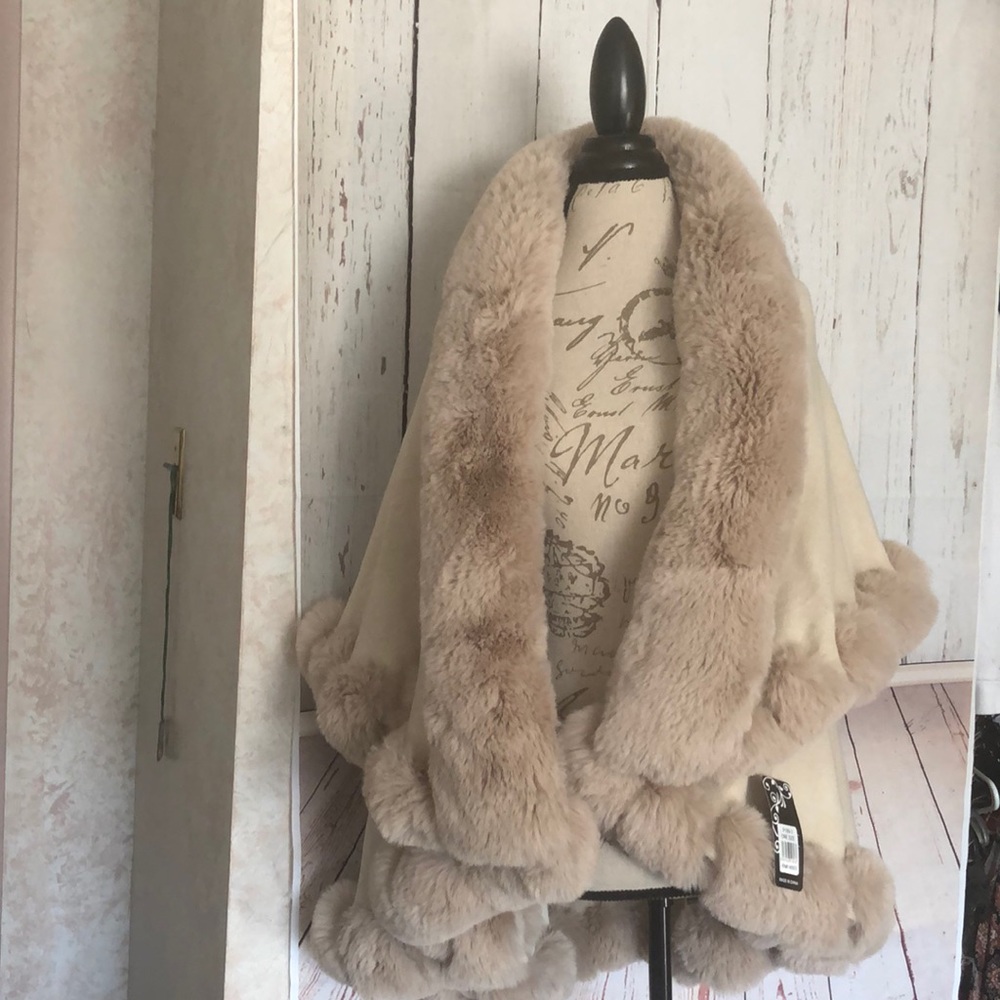 Faux fur swing cape
